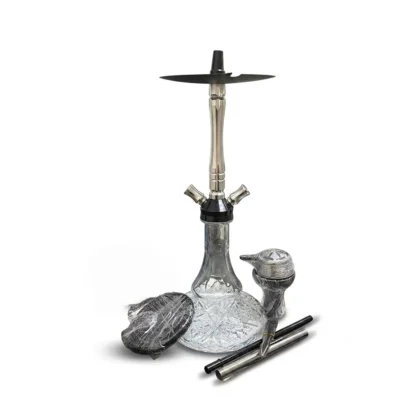 Russian Pot Double Pipe Hookah with Decorative Glass Base