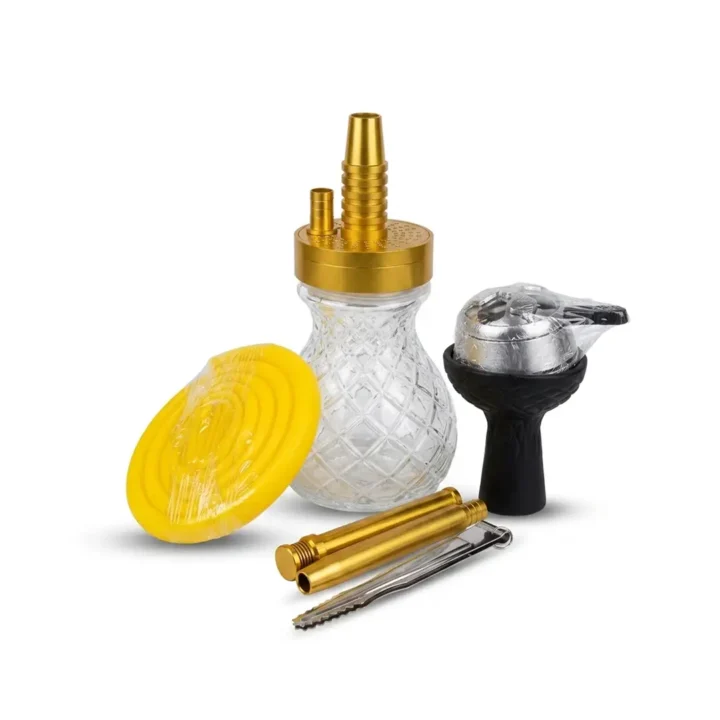 Russian Pot Mini Hookah Set with Decorative Glass Base & Accessories