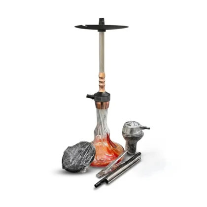 Russian Style Hookah with Decorative Glass Base & Complete Accessory Package