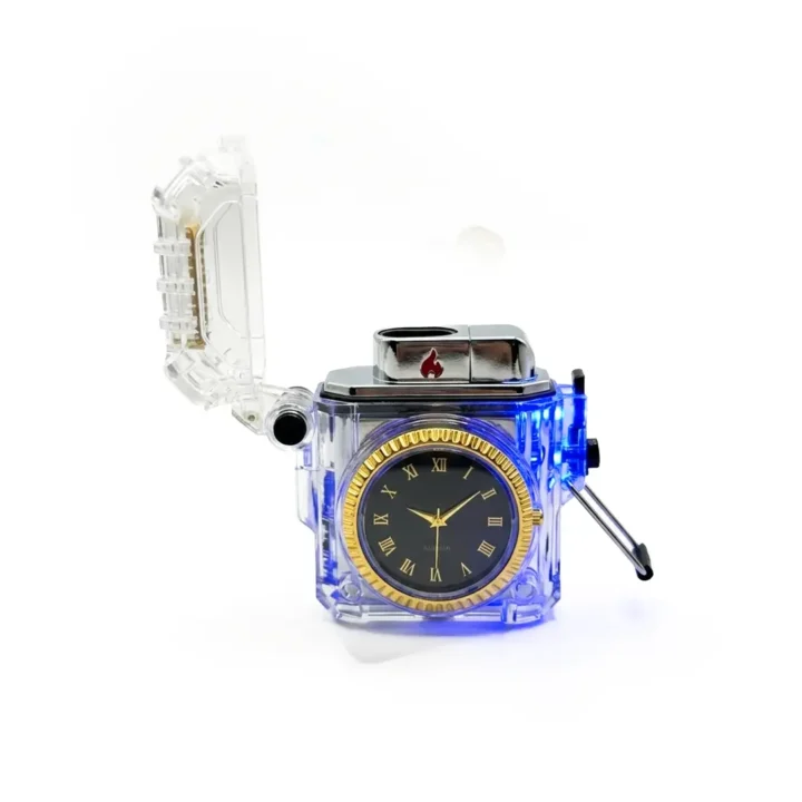 Transparent Watch Design Lighter with Color LED Light