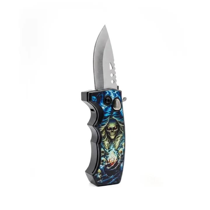 Skull Artwork Folding Knife Lighter